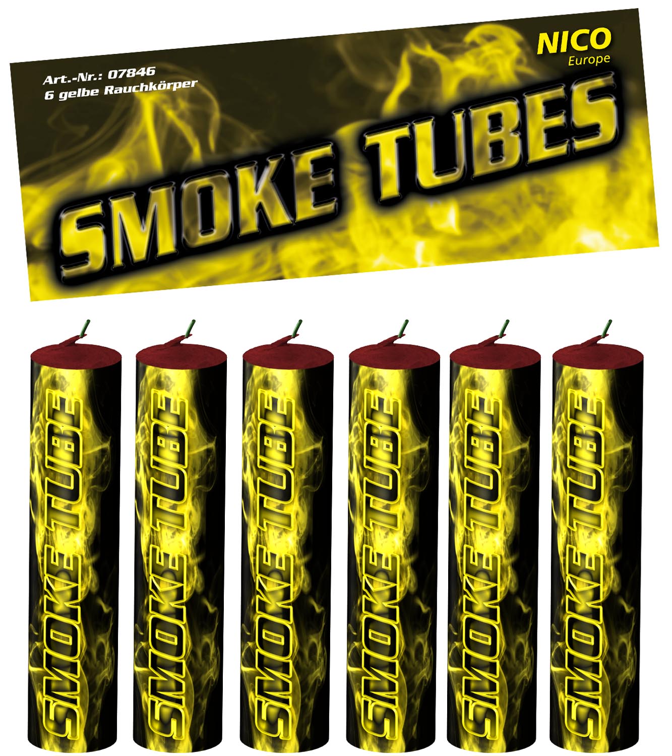 Feuerwerk Smoke Tubes – Gelb von Nico online kaufen im Pyroshop von Funkelfun
